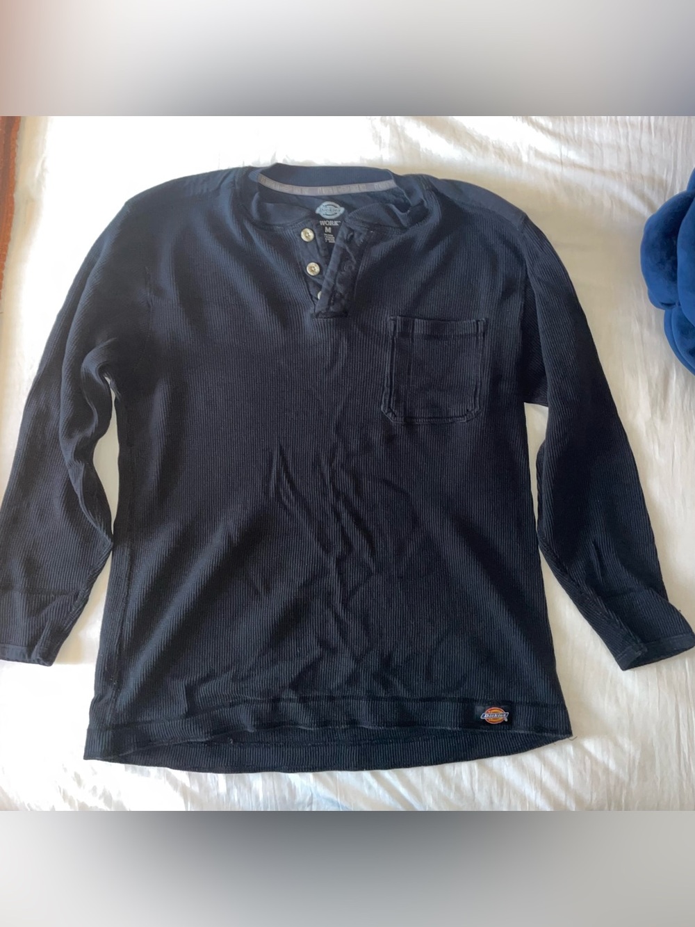 Dickies Black Long-Sleeve Thermal Henley with Chest Pocket